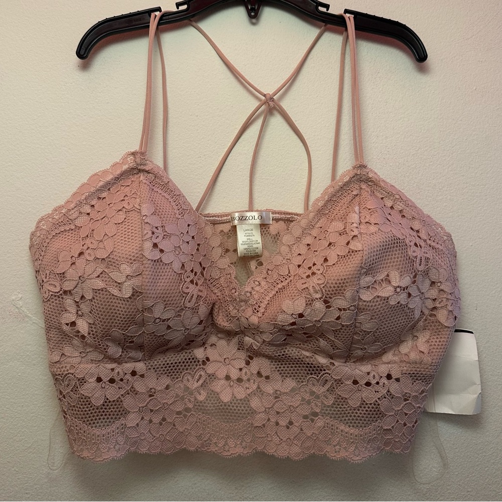 Pink floral lace top